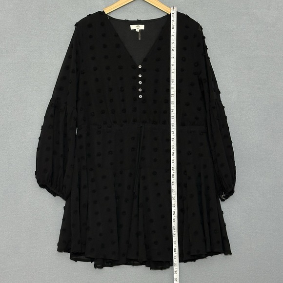 Entro Womens Dress L Black Puff Dot Sheer Chiffon Ruffle Whimsigoth Fairy Grunge - Picture 10 of 14